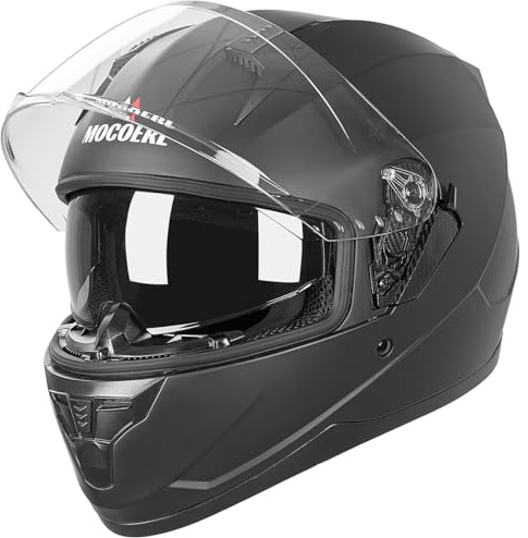 Casque intégral avec Pare-Soleil | Casque de Moto Casques intégraux | Casque de Moto Casque intégral Casque de cyclomoteur ECE 22.06 | Ventilation du Menton et de la tête | pour Femmes et Hommes (XL)