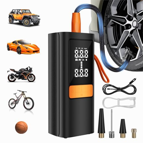 Tire Inflator Portable Air Compressor - 150PSI Air Compressor with Tire Pressure Gauge, 15000mAh & 3X Faster Portable Air Pump for Cars, Bikes & Motorcycle Tires, Balls, Car Accessories