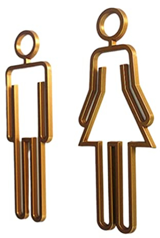 Goldenes Toilettensymbol-Schild für Badezimmertür, selbstklebendes Toilettenschild für Männer und Frauen, modernes Türzubehör für Zuhause oder Büro