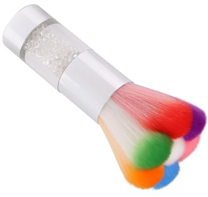 MOTHNUR Nail Art Dust Brush Makeup Powder Cleaner with Metal Handle Petal Shape Rainbow Bristles Cosmetic Brush for Manicure Nail Polish Dust Removal