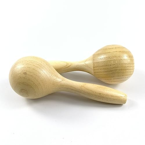 AKLOSIPY Holz-Maracas, Unlackiert, Shaker-Rassel, Lernspielzeug für Kinder und Erwachsene – für Musik und Feiertagspartys