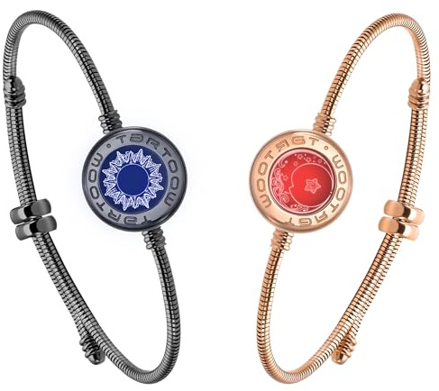 tartoow Langstrecke Touch Vibration Armbänder Langstrecke Beziehung Geschenke für Freundin Freund Liebe Armbänder für Paare Bluetooth S001 Schwarz So Gold Lu