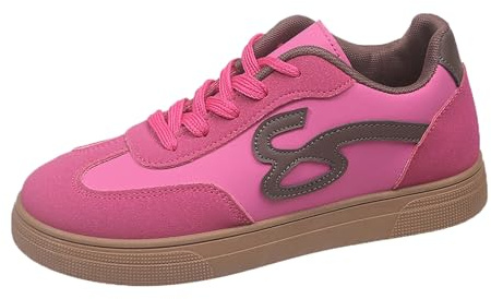 Halvskor, dam, eleganta, platta damskor med mjuk sula, promenadskor, lätta, bekväma sneakers, vintage, ventilerande, joggingskor, gummistövletter, halkfria fritidsskor, Het rosa, 39 EU