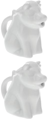 Beaupretty Set 2 Pezzi Bricco per Latte in Ceramica Bianco a Forma di Animale Manico, Piccolo e Portatile, per Sala da Pranzo e Ristorante