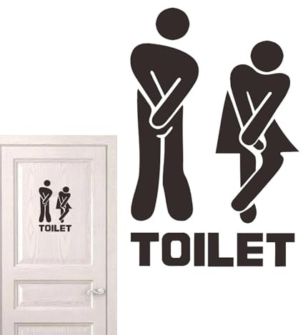Cartello per WC, divertente adesivo per porta del bagno, con texture e motivi, adesivi impermeabili rimovibili per la porta del bagno, decorazione del bagno