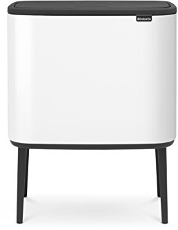 Brabantia Bo Touch Bin Cubo de Basura, Acero Inoxidable, Blanco, 11 + 23 litros