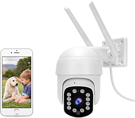 HiKam A9 PT övervakningskamera utomhus, Ultra HD 2K upplösning, trådlös IP WLAN utomhuskamera vridbar med personigenkänning, siren, 30 m mörkerseende, 2-vägs ljud, app, IP66 vattentät, moln i DE