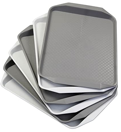 Yesdate Plastic Food Service Tray Serving Plate, Anti-Slip Fast Food Tray, Set of 6