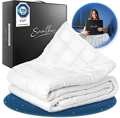 Samthus Gewichtsdecke 135x200cm 7kg Oeko-Tex Zertifiziert - Entspannungsdecke 100% Baumwolle - Schwere Anti-Stress & Therapiedecke - Besser schlafen mit unserer schweren Bettdecke - Weighted Blanket