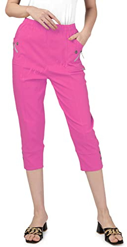 femiss Pantalones capri para mujer, pantalones cortos elásticos de tres cuartos del Reino Unido, pantalones cortos elásticos suaves y elásticos, pantalones de verano 3/4 de talla grande