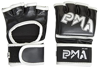 Barn MMA läder brottning, sparring handskar – nya (svart/vit) (small/medium)