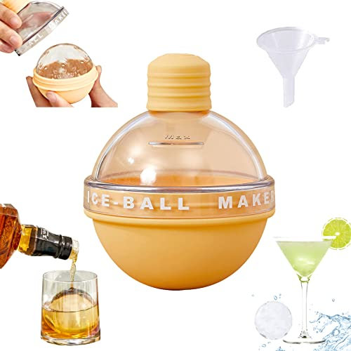 Ice Ball Maker,1 Pc Light Bulbs Ice Molds Whiskey Silicone Round Ice Hockey Mold,2.5 Inches Sphere Ice Mold for Whiskey,Cocktails,Coffee and Juice (1 pc-Yellow)