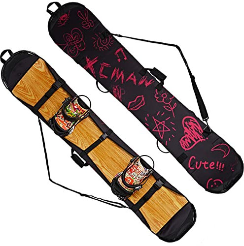 WEALTHY73 Tragbare Snowboardtasche Snowboardschutz Eine Schulter-Aufbewahrungstasche für Skiausrüstung SBR-Gummi Wasserdichtes, Verschleißfestes Gewebe,Pink,150CM