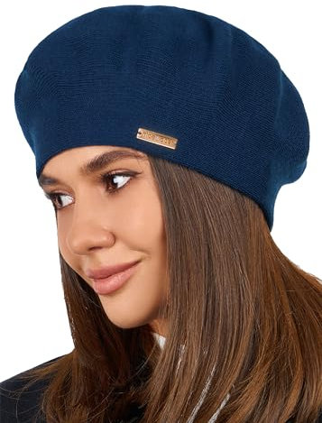 Braxton Baskenmütze – warm gefütterte Wollmütze aus Angora-Strick – französische Paris-Mütze für Damen, Blau, Einheitsgröße