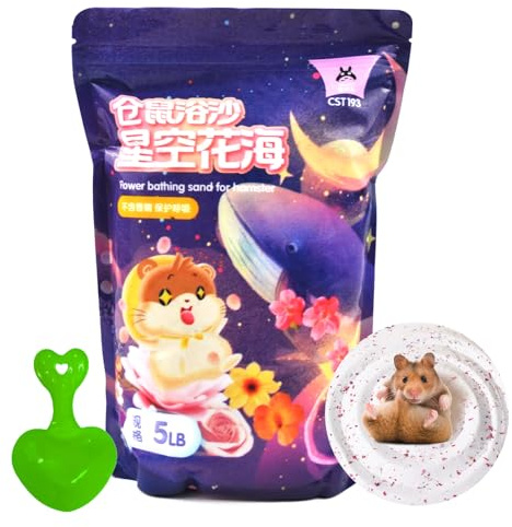 MUYG Hamster Bath Sand Natural Dust Free Plant Bathing Sand Desert Sands Flower Scented Clean Small Animal Potty Litter Sand for Guinea Pig Hamster Chinchilla(5LB/2.3kg)