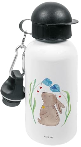 Mr. & Mrs. Panda Kindertrinkflasche Hase Blume - Geschenk, Isolierflasche, Kunststoff Trinkflasche, Schwangerschaft, Thermoflasche, Wasserflasche, Geburtstag, Ostern, Fahrradflasche, Träume, Kaninchen