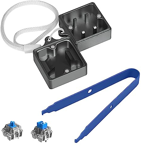 LexonElec Schalteröffner-Set, Schalter Abzieher, Switch Opener aus Aluminium für Cherry MX/Gateron/Kailh Box/Outemu/Akko und Panda Switches Mechanische Gaming-Tastatur mit Metallmagnet - Grau/NavyBla