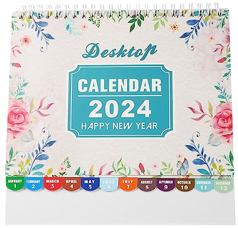 Operitacx Tischkalender Klappbar Für Schreibtisch Dekorativer Monatskalender Aus Dickem Stehkalender Für Büro Und Zuhause Mit Stabiler Spiralbindung