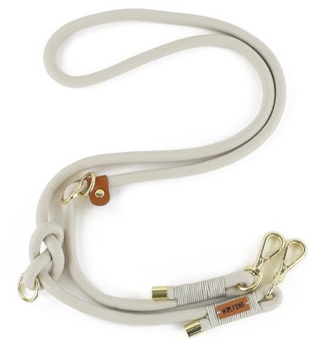 Wolfone Multi-Functional Double-Ended Rope Dog Lead Hand Free Heavy Duty Adjustable Lead for Large Medium Small Dog Grey | Heavy Duty, Adjustable Rope