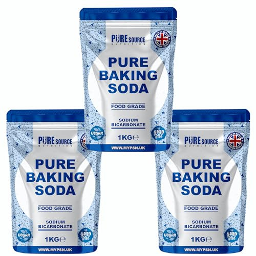 Pure Baking Soda 1KG x 3 = 3KG VEGAN 100% Sodium Bicarbonate of Soda Food Grade | Baking Soda for Cooking & Drinking & Cleaning | Aluminium Free | BPA Free | Raising Agent