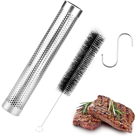 SHIKORI Smoke Tube for Pellet Grill, 5 Hours of Billowing Smoke, Stainless Steel Pellet Smoker Tube for All Grill or Smoker, Hot or Cold Smoking-12 inch