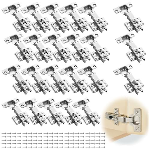 APACALI 24 PCS Kitchen Cupboard Hinges, Kitchen Cabinet Hinges with Screws, Full Overlay Cabinet Hinge, Soft Close Hinge for Kitchen Cupboards, Bathroom Bedroom Dining Room, Silver