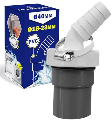 Adattatore Raccordo Scarico Lavatrice con Uscita per Tubo Ø40 mm e Ingresso Ø18-23 mm - Pipetta per Tubo Scarico Lavastoviglie Include 1 Pezzo Fascetta Metalliche Ø20-32 mm - MONTERAL
