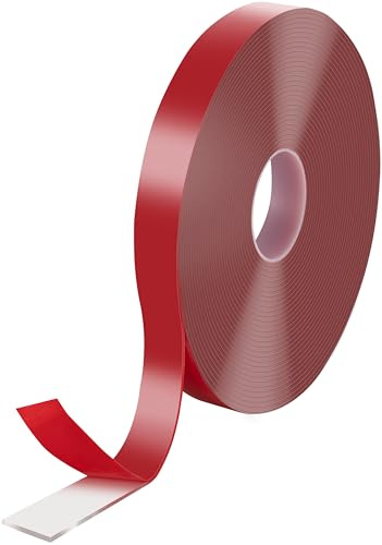 POPPSTAR Ruban adhésif double face acrylique transparent extra fort (20 m x 19 mm x 2 mm), Accroche tableau sans percer et repositionnable