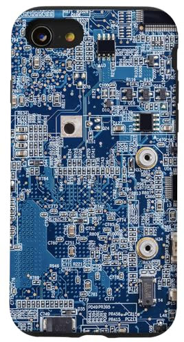 Coque pour iPhone SE (2020) / 7 / 8 Carte mère Microchip Circuit IT Fond d'ordinateur Bleu