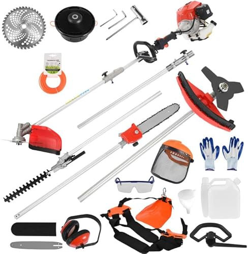 Fogcroll Petrol Strimmer, Petrol Hedge Trimmer with Extension Pole, Garden Multi Tool 5 In 1 Hedge Trimmer for Lawn Care, Garden Maintenance, and Tree Pruning