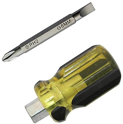 Itkcozcg Handwerkzeuge, Schraubendreher, austauschbar, kurzer Schlitzschraubendreher, Doppelkopf, PH2, 70 mm Bit-Steckschlüssel, Handwerkzeuge