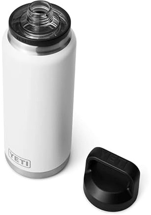 YETI Rambler Bottle Chug, Vacuum Insulated Stainless Steel Bottle with Leakproof Chug Cap, White, 36 oz (1 L)