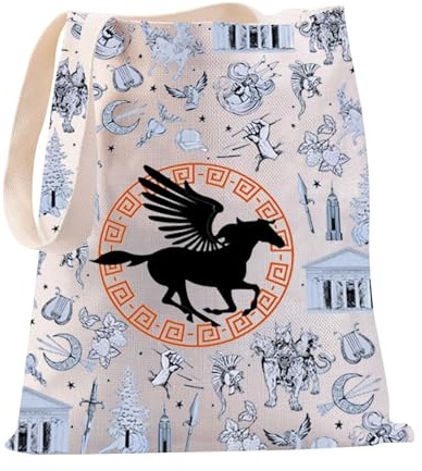 PXTIDY Camp Half-Blood Percy Sac fourre-tout inspiré du film Halloween Créature mythique Magique Sac à bandoulière Cadeau pour les fans de Percy, beige, Medium