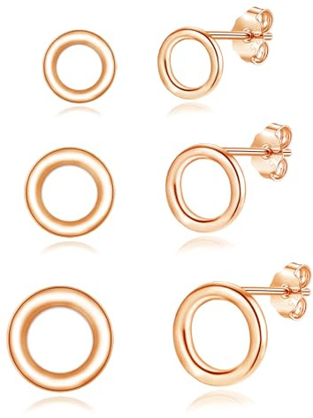 Loutade Ohrstecker Silber 925, 3 Paare 925 Sterling Silber Damen Ohrstecker Set, Hypoallergen Ohrringe Silber 925 Ohrstecker für Mehrere Ohrlöcher (Kreis,Kugel,Scheibe) Geschenke für Männer Frauen