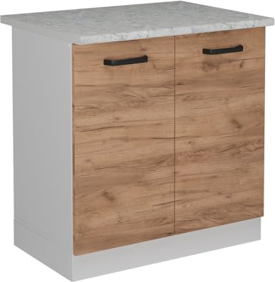 Vicco Meuble Bas sous-évier R-Line, Chêne de Force doré, 80cm PT Marbre, pour Une Combinaison Libre au Sein de systèmes de Cuisine modulaires