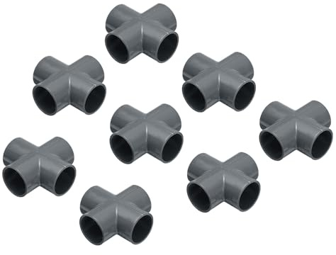 sourcing map Lot de 8 raccords coudés en PVC 40 mm 4 voies pour tuyau électrique Gris