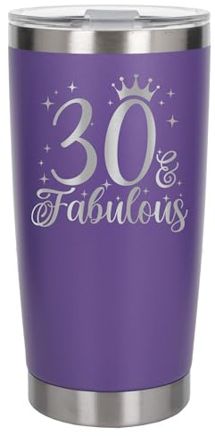 Always Looking Good 30th Birthday Gift 30 & Fabulous Engraved Insulated Travel Mug Gift for Her Present for 30 Year Old Purple Thermal Coffee Flask Travel Mugs with Lids