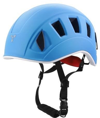 NewDoar Klättringshjälm EN 12492 certifierad halvkupolhjälm ultralätt design med 11 ventilationsportar och pannlampsklämmor för rock/isksklättring, grottforskning, justerbar räddning 57–62 cm (män