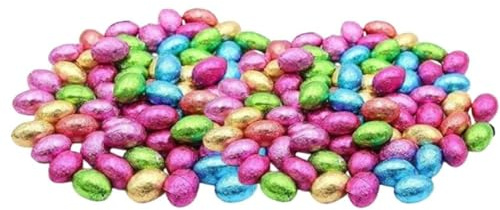 Solid Milk Chocolate Easter Eggs - Individually Foiled Mini Eggs - Approx 200 Eggs - Bulk Easter Egg Hunt Chocolates 1kg - Kids Egg Hunt -Bulk Easter Egg 2026 For Kids Adults Schools & Parties