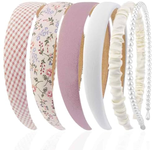 6 Stück Haarreifen Set Damen, verschiedene Modelle, Perlen Stirnbänder, Stirnbänd Kunststoff Haarreif Stirnbänder Haarband für Mädchen Damen