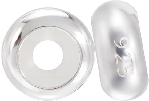 Beebeecraft 1 caja de 4 cuentas Deslizantes de Tope 925 de Plata de Ley 7.5mm de Silicona con Interior de Goma para Pulseras Collares Y Joyas Europeas