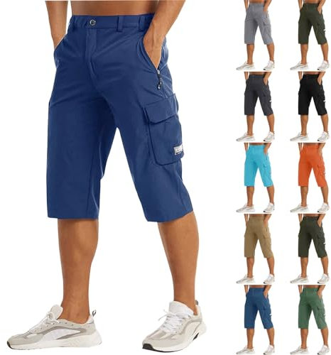 Cargo Shorts Herren Sommer Kurze Hosen mit Taschen Locker Jogginghose Outdoor Wanderhose Lässig Cargohosen Stretch Arbeitshosen Bequeme Freizeithose Bermudashort Urlaub Strandhosen(Marine,XXL)