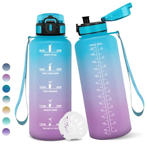 Motswedi Trinkflasche 1.5L, BPA-Frei, Trinkflasche Sport, Auslaufsicher, Wasserflasche, Kohlensäure Geeignet, Trinkflaschen für Schule, Fahrrad, Kinder, Outdoors, Blau Lila