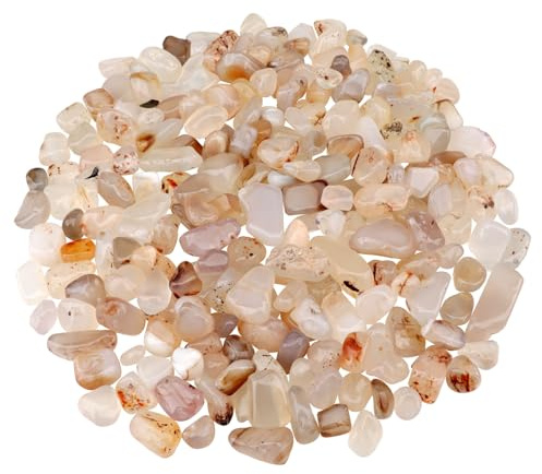 ginojex 435 g de pierres broyées pour aquarium - Gravier de remplissage - Pierres juteuses naturelles polies - Forme irrégulière - Décoratif - Blanc