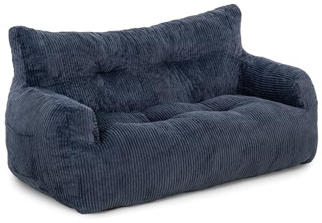Pamapic Sittsäck/sittsäck med fyllning, dubbla fåtöljer med bärbart handtag, ergonomiska, moderna sittsäckar för vardagsrum, sovrum, lekrum, blå