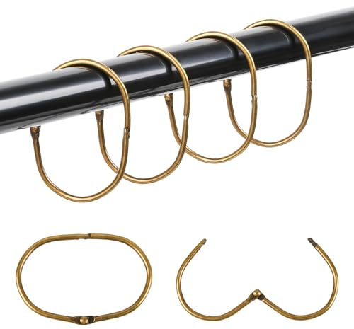 Mafeigu 30Pcs Shower Curtain Hooks,Metal Oval Shower Curtain Hooks | Roman Rings,Rustproof Decorative Rings (30, Oval-Bronze)