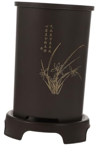 Hemobllo Vaso per Orchidee in Resina Nera, Set con Fori di Drenaggio e Sottovaso, Stile Semplice per Piante da Interno