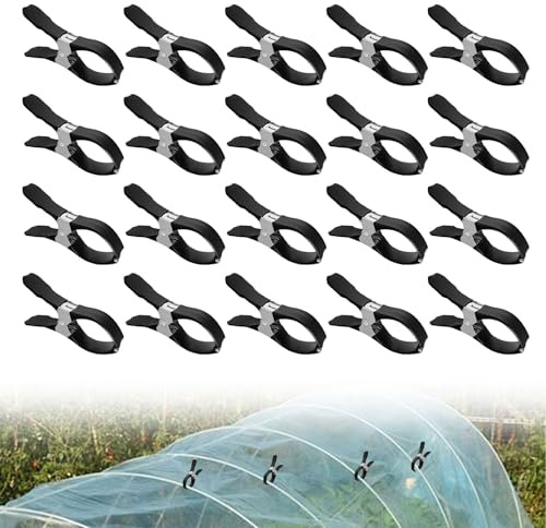 20 abrazaderas de invernadero de acero inoxidable para jardín, pinzas para plantas, pinzas para la ropa, láminas de invernadero, clips para sujetar abrazaderas de tubos, red de invernadero