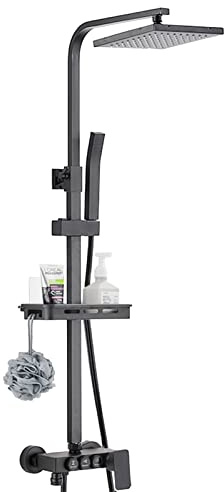 Porta con pioggia ad alta pressione con doccia combo in ottone combo con doccia, altezza/angolo regolabile con supporto, nero