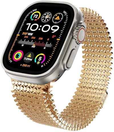 yeziu For Apple Watch Ultra 2 Milanis Strap for iWatch Series 10 9 8 7 6 5 4 se Bracelet Correa(Rose Gold,S10-46mm)